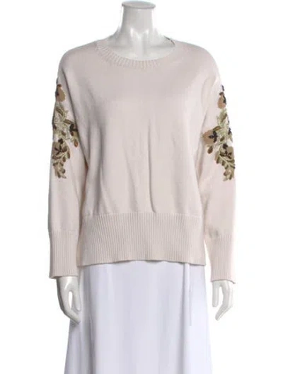 Pre-owned Per Se Floral Print Crew Neck Sweater In Neutral