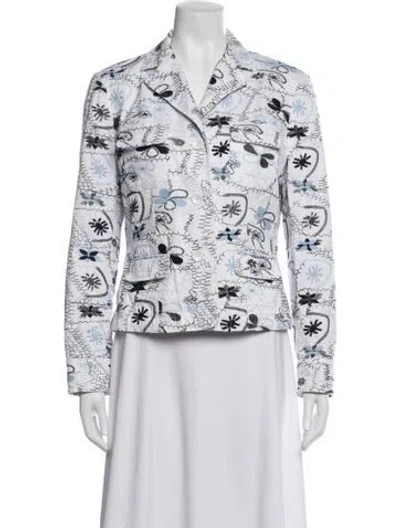 Pre-owned Per Se Floral Print Jacket In White