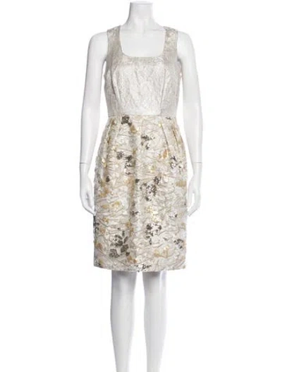 Pre-owned Per Se Floral Print Mini Dress In Neutral