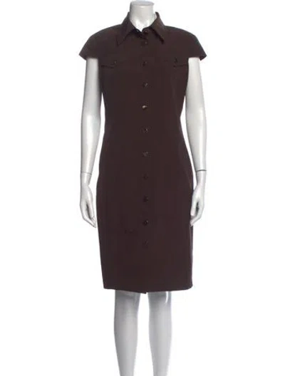 Pre-owned Per Se Knee-length Dress In Brown