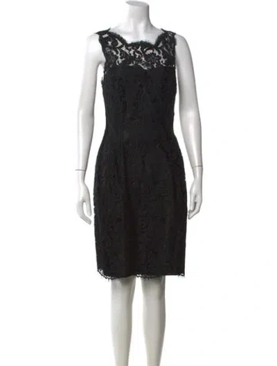 Pre-owned Per Se Lace Knee-length Dress In Black