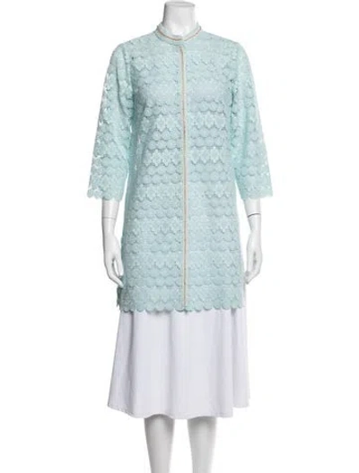 Pre-owned Per Se Lace Pattern Jacket In Blue
