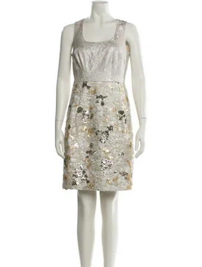 Pre-owned Per Se Lace Pattern Knee-length Dress In Neutral