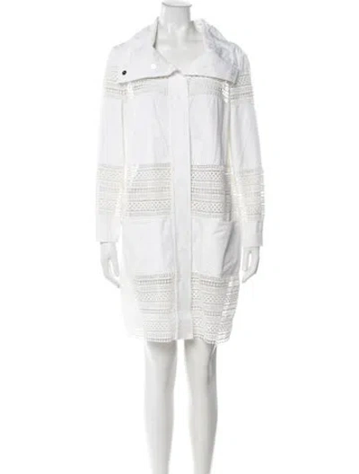 Pre-owned Per Se Lace Pattern Knee-length Dress In White