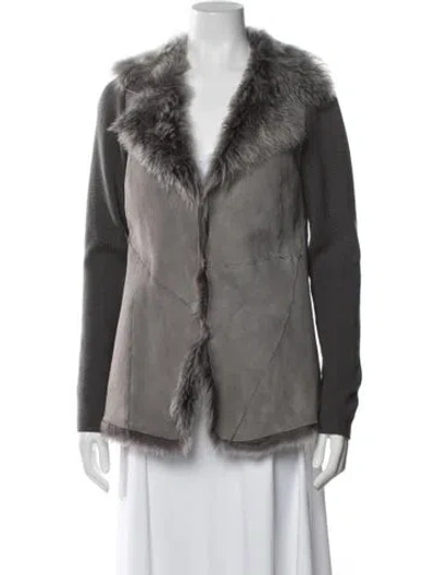 Pre-owned Per Se Lambskin Jacket In Gray