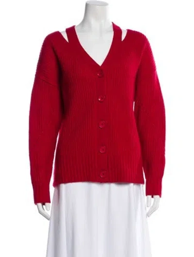 Pre-owned Per Se Lambswool V-neck Sweater In Red