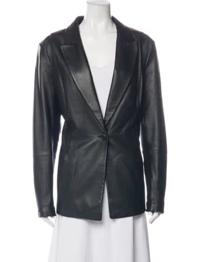 Pre-owned Per Se Leather Blazer In Blue