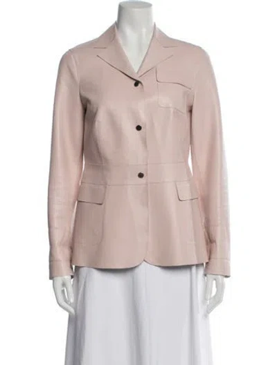 Pre-owned Per Se Leather Blazer In Pink