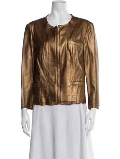 Pre-owned Per Se Leather Jacket In Brown