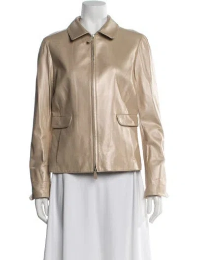 Pre-owned Per Se Leather Jacket In Brown