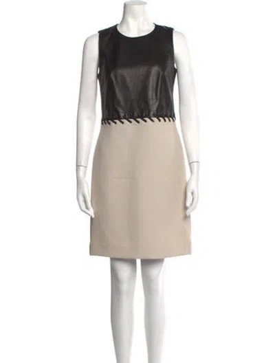 Pre-owned Per Se Leather Knee-length Dress In Black