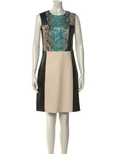 Pre-owned Per Se Leather Knee-length Dress In Neutral