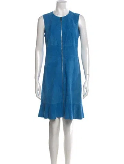 Pre-owned Per Se Leather Mini Dress In Blue