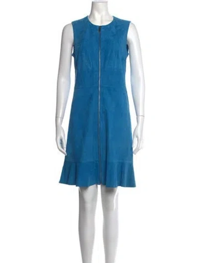 Pre-owned Per Se Leather Mini Dress In Blue