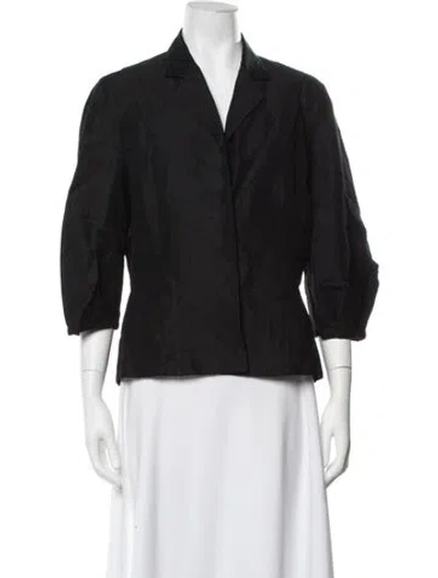 Pre-owned Per Se Linen Blazer In Black