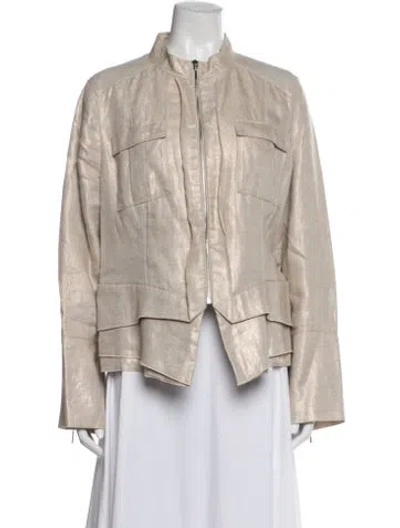 Pre-owned Per Se Linen Jacket In Neutrals