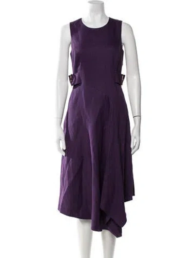 Pre-owned Per Se Linen Midi Length Dress In Purple