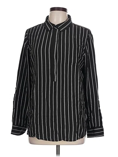 Pre-owned Per Se Long Sleeve Blouse In Black