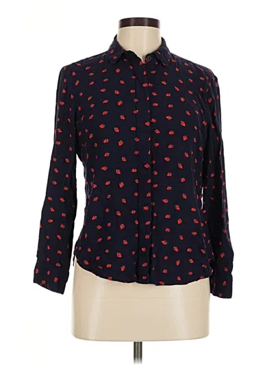 Pre-owned Per Se Long Sleeve Button Down Shirt In Black