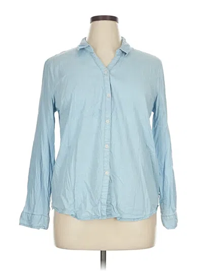 Pre-owned Per Se Long Sleeve Button Down Shirt In Blue