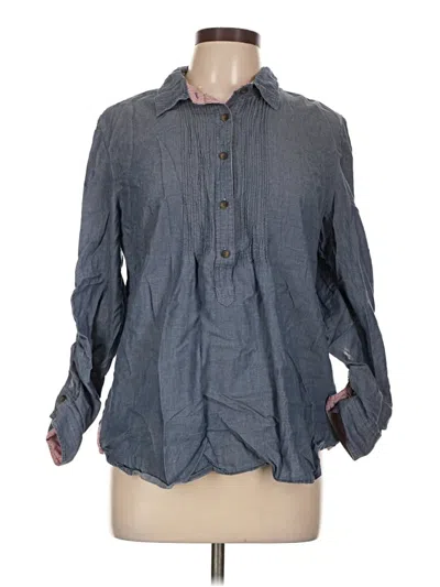 Pre-owned Per Se Long Sleeve Button Down Shirt In Blue