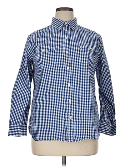 Pre-owned Per Se Long Sleeve Button Down Shirt In Blue