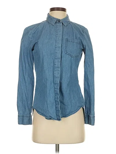 Pre-owned Per Se Long Sleeve Button Down Shirt In Blue