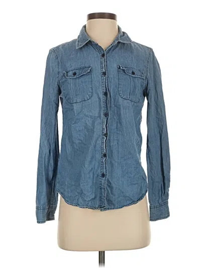 Pre-owned Per Se Long Sleeve Button Down Shirt In Blue