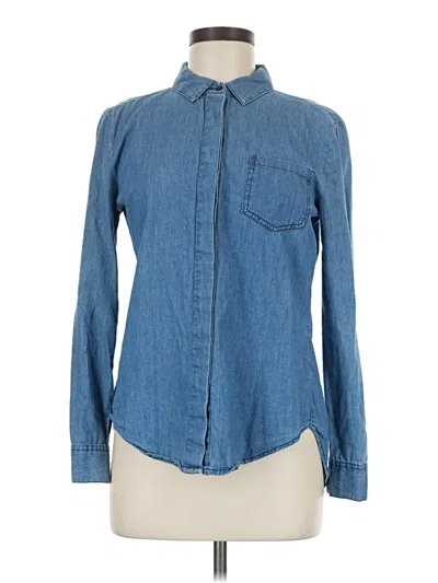 Pre-owned Per Se Long Sleeve Button Down Shirt In Blue