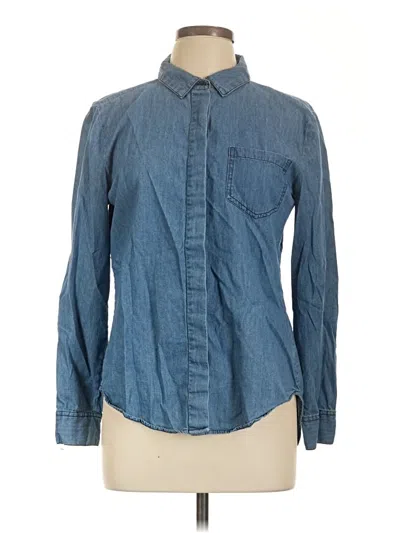 Pre-owned Per Se Long Sleeve Button Down Shirt In Blue