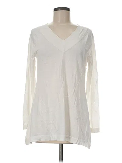 Pre-owned Per Se Long Sleeve Top Ivory V-neck Tops