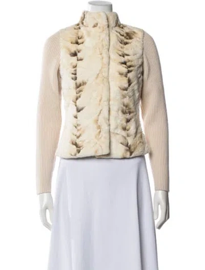 Pre-owned Per Se Merino Wool Animal Print Jacket In Neutrals