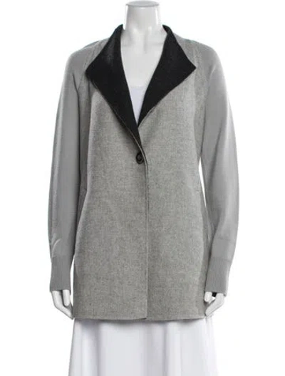Pre-owned Per Se Merino Wool Jacket In Gray