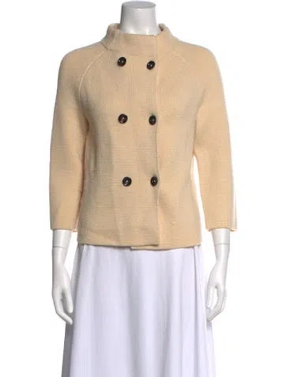 Pre-owned Per Se Merino Wool Open Front Sweater In Neutral