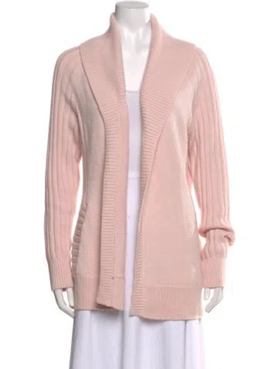 Pre-owned Per Se Merino Wool Open Front Sweater In Pink