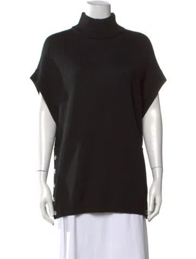 Pre-owned Per Se Merino Wool Turtleneck Sweater In Black