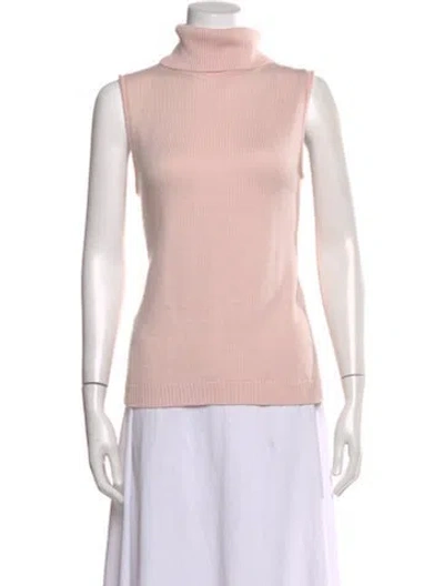 Pre-owned Per Se Merino Wool Turtleneck Sweater In Pink