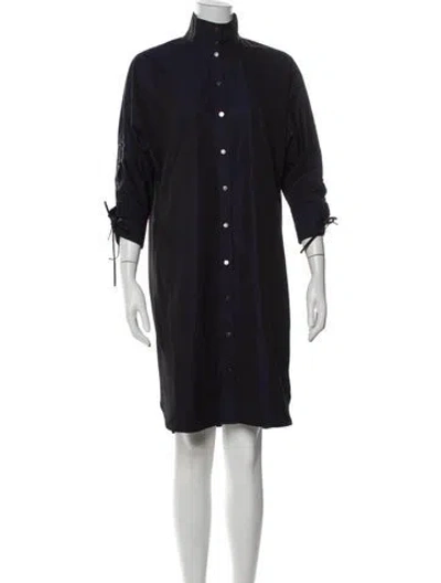 Pre-owned Per Se Mock Neck Knee-length Dress In Blue