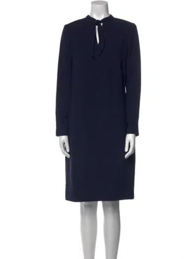 Pre-owned Per Se Mock Neck Knee-length Dress In Blue