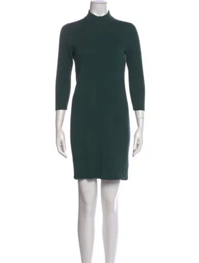 Pre-owned Per Se Mock Neck Mini Dress In Green