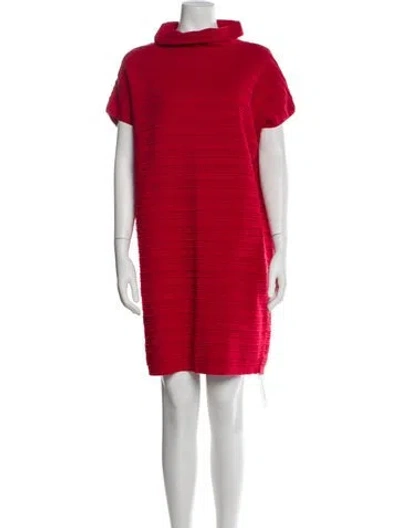 Pre-owned Per Se Mock Neck Mini Dress In Red
