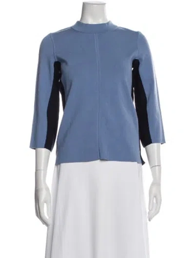 Pre-owned Per Se Mock Neck Sweater In Blue