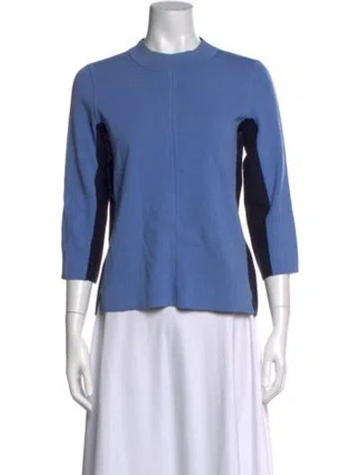 Pre-owned Per Se Mock Neck Sweater In Blue