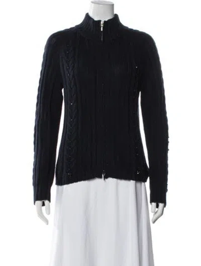 Pre-owned Per Se Open Front Sweater In Blue