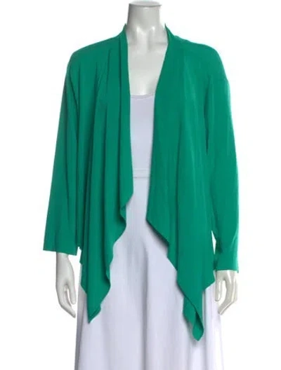Pre-owned Per Se Open Front Sweater In Green
