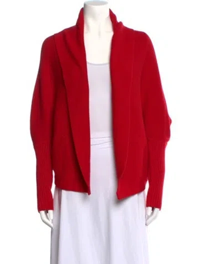 Pre-owned Per Se Open Front Sweater In Red