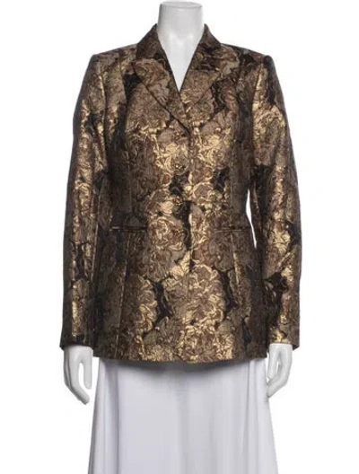 Pre-owned Per Se Patterned Blazer In Brown