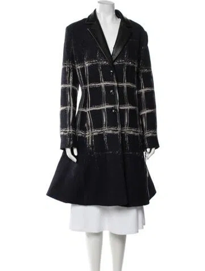 Pre-owned Per Se Plaid Print Coat W/ Tags In Black