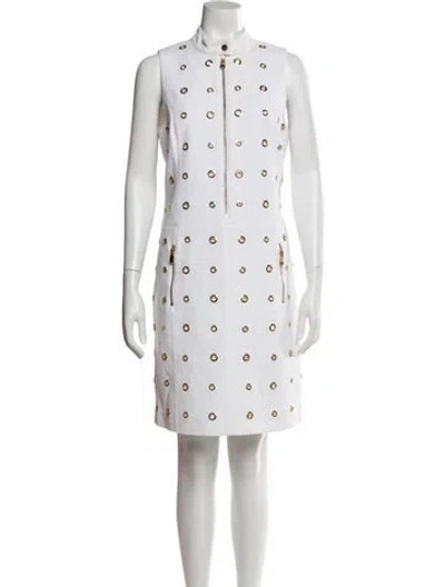 Pre-owned Per Se Polka Dot Print Knee-length Dress In Gold