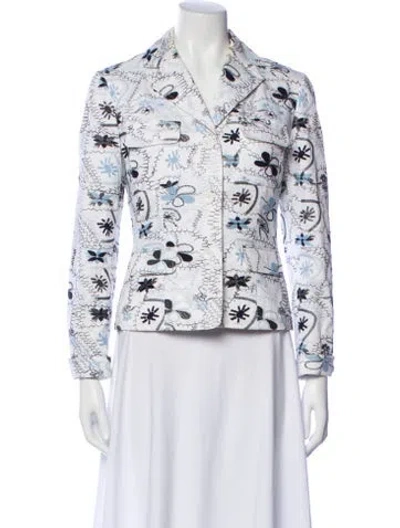Pre-owned Per Se Printed Blazer In White